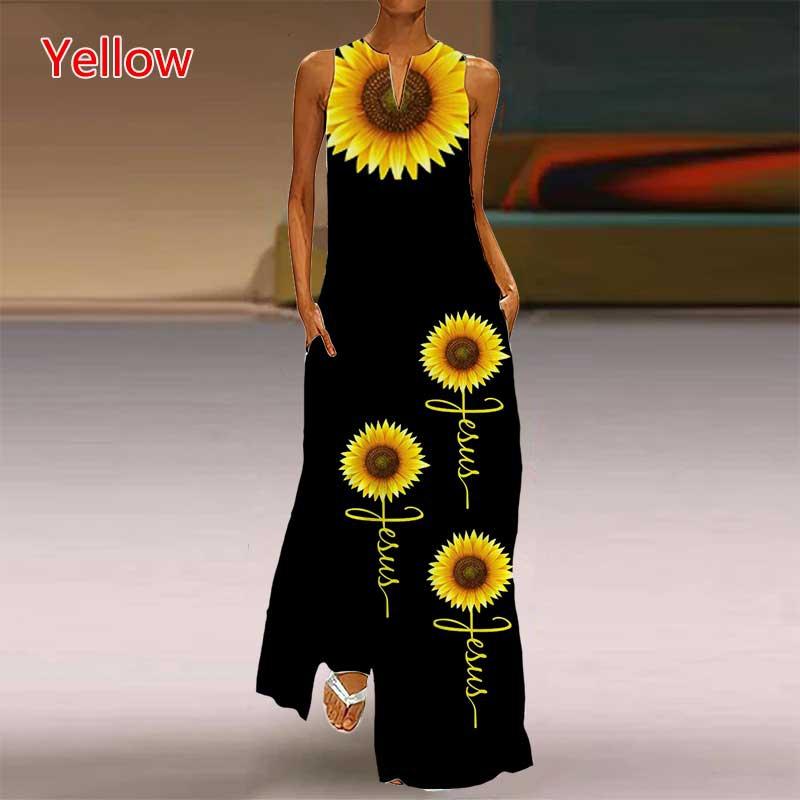 bohemian sunflower dress