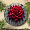 Metal Wall Art Poster, Round Gothic Rose 20x20 Cm Home Decor