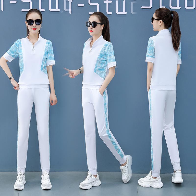 Модный костюм Брюки Женские летние спортивные и леггинсы для отдыха из двух частей Костюм — фото 3