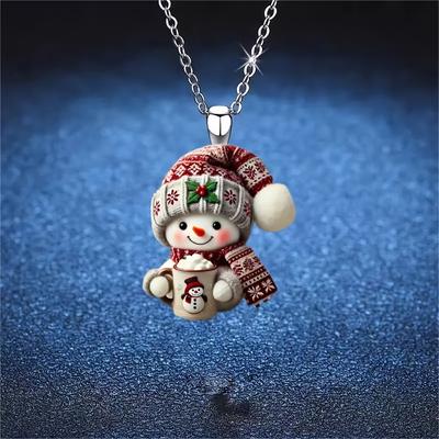 1pc Cute Mini Snowman Ornament - Lightweight Acrylic Pendant with Chains, For Christmas Party, Christmas Decoration, Home Decor
