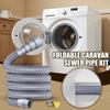 Emergency RV Sewer Hose Kit Foldable 5m Pipe Leakproof Adapter Clamp for Trailer Caravan Quick Drain Waste Water Roadside Solve