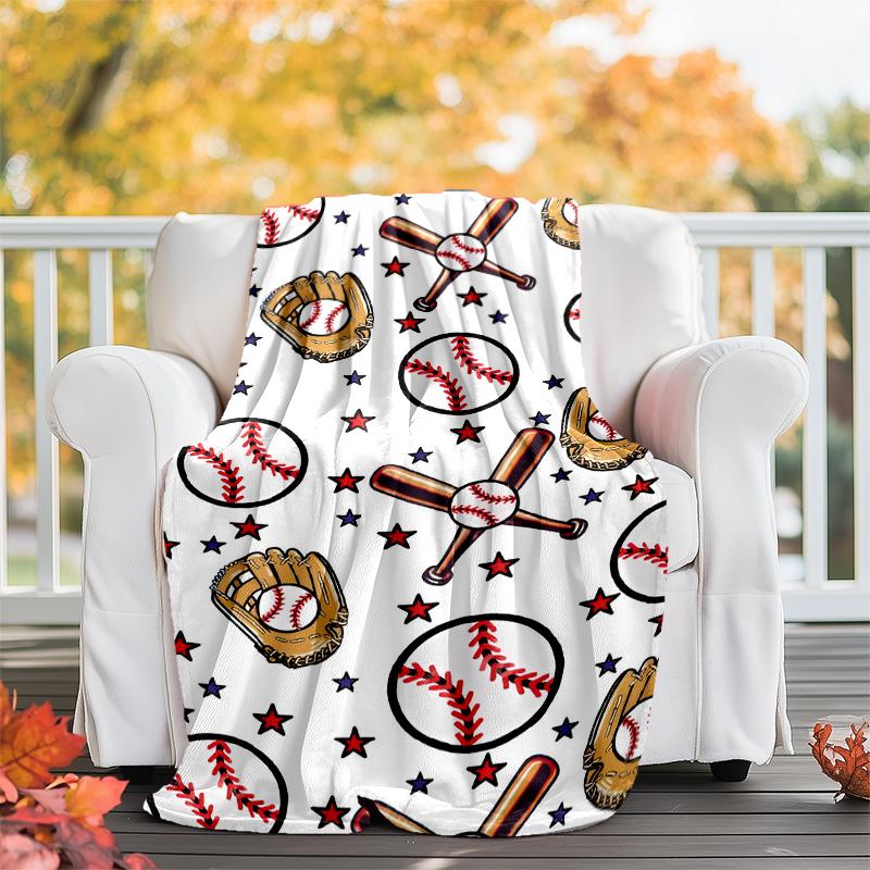 Baseball Theme Printed Blanket - Perfect for Couch, Bed, Travel & Outdoor Use | Machine Washable, Cozy & Durable.