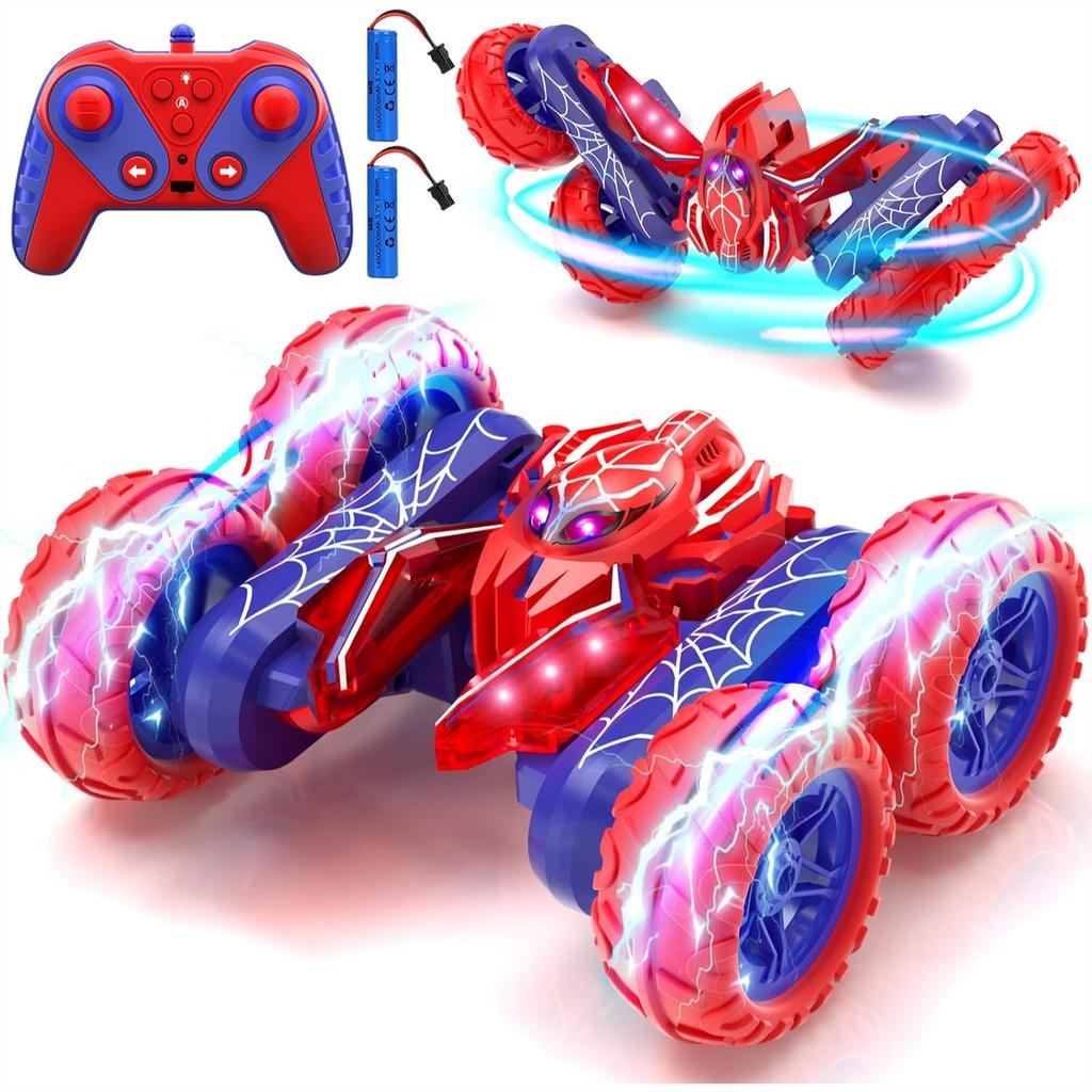 Remote Control Stunt Car For Boys 4-7, 360 Degree Spinning RC Car With 2 Batteries And LED Lights, Birthday Gift For Kids Ages 4-12