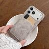 Retro Card Holder Slot Faux Leather Suede Case For iPhone 17 Air 16 15 14 13 12 11 Pro Max Plus Matte Frameless Bumper Cover
