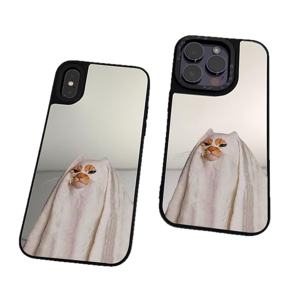Halloween Headgear Kitten Suitable for Apple 17ProMax Mirror Mobile Phone Case 16pro Apple 15/14 Anti-drop 13