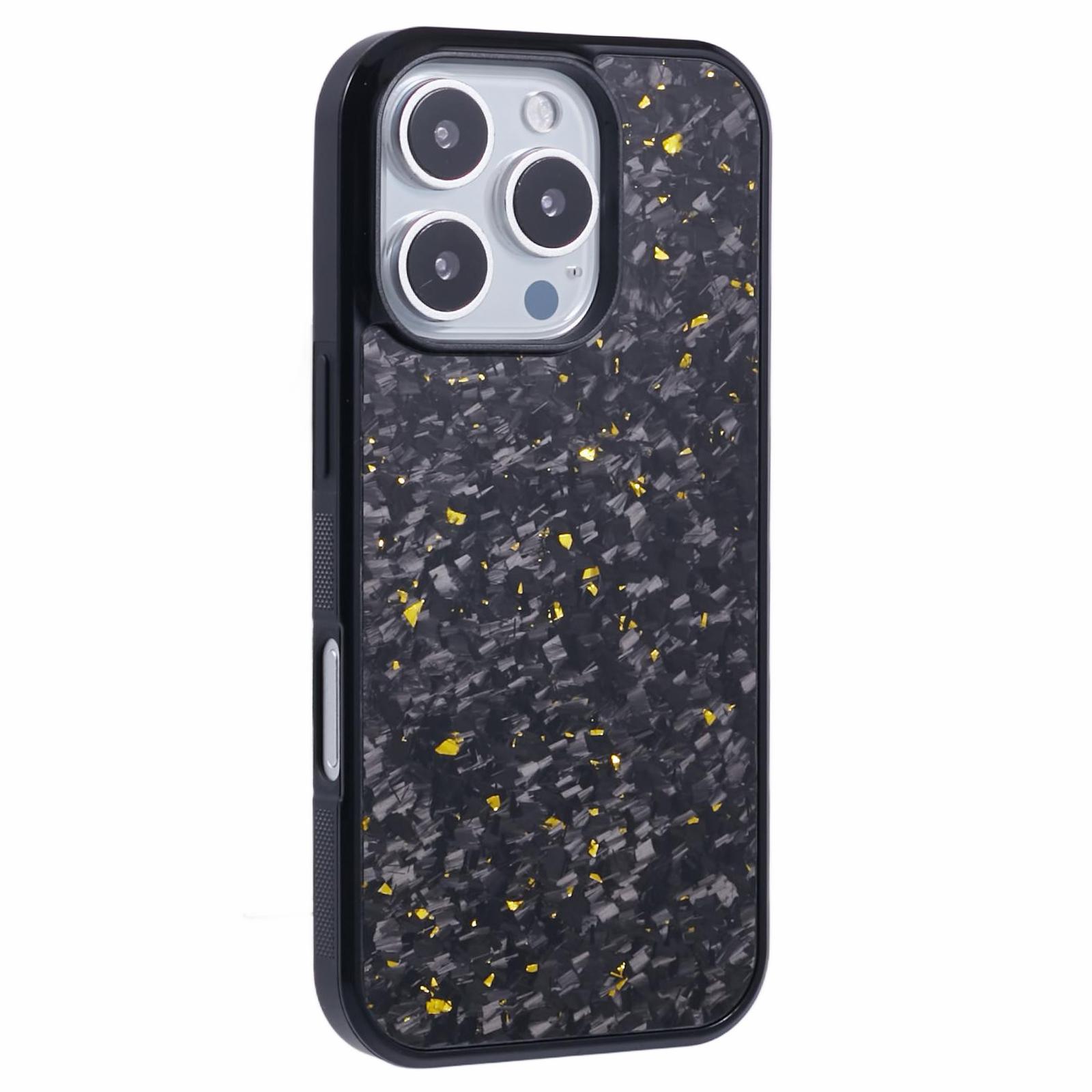 

Для iPhone 16 Pro Магнітний чохол із кованою текстурою з арамідного волокна+ТПУ протиковзкий чохол для телефону Gold