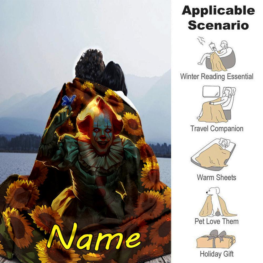 Customiz Name Personality Pennywise the Dancing Clown Blanket Soft &Warm Sofa Office Bed Travel Lunch Break Blanket, Gift Suitable All Seasons