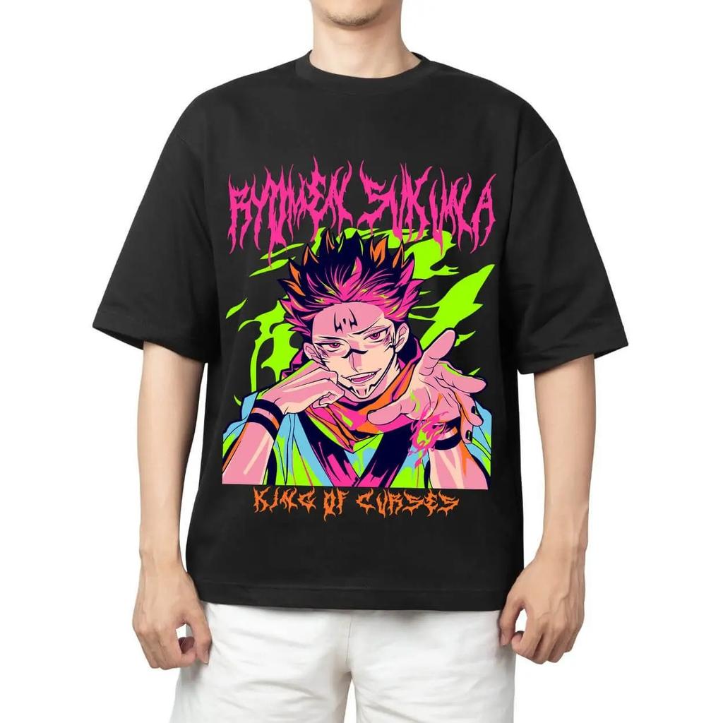 Jujutsu Kaisen Megumi Fushiguro Anime Black T-Shirt Comfortable Fashion Vintage Double-Sided Band Graphic Print Women And Men T-shirts