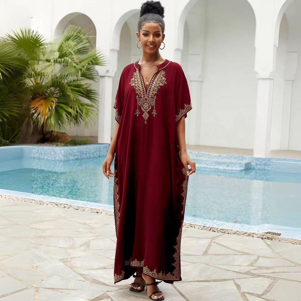 Evropský a americký styl vyšívaný rayonový plážový přehoz župan pro ženy