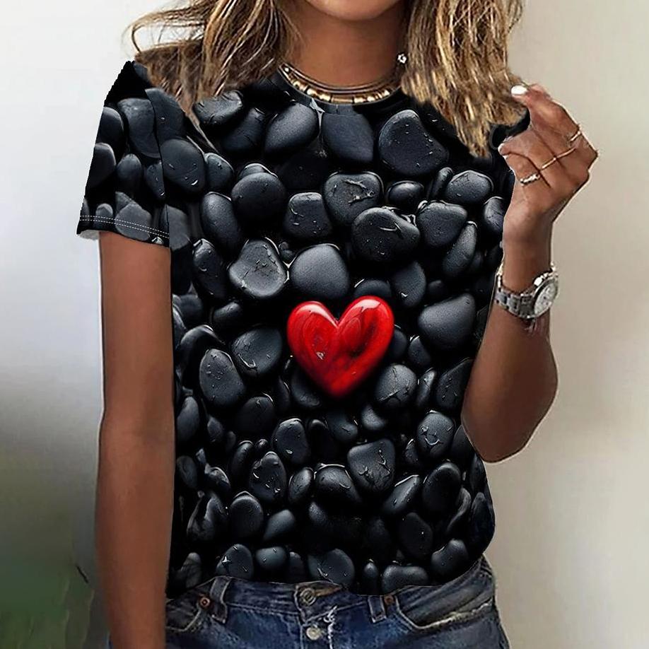 3d Colorful Stones Print Tshirt For Women Summer Fashion Casual Loose T Shirt Oversized Short Sleeve O-Neck Tops Design Clothing