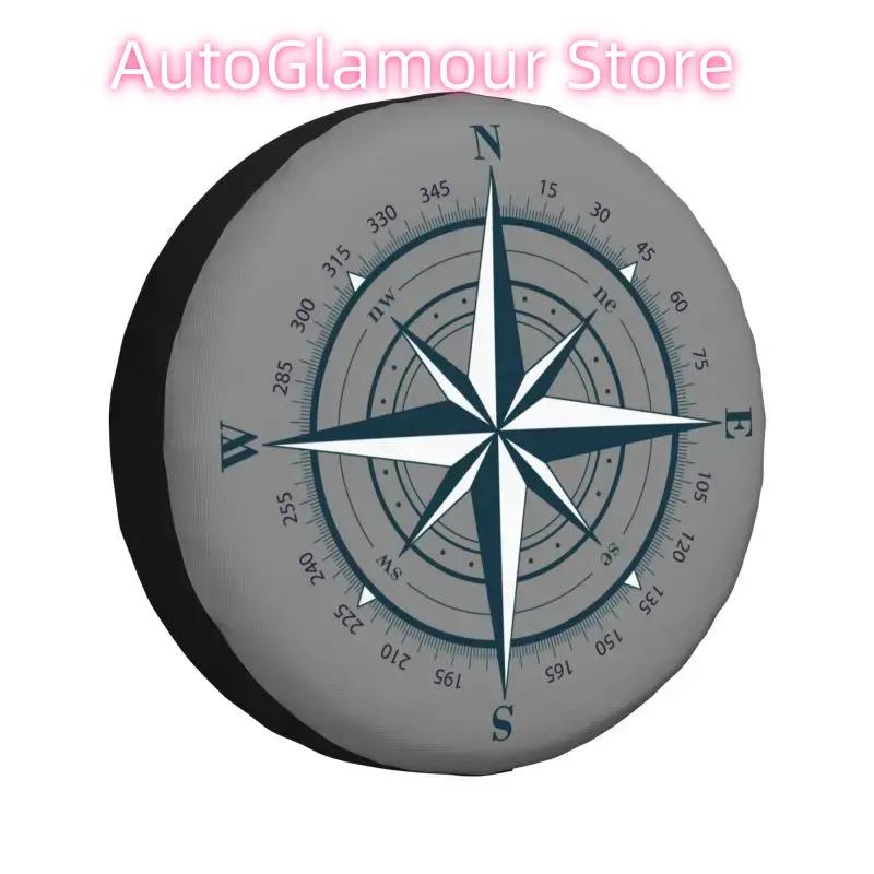 Custom Nautical Compass Spare Wheel Cover for Mitsubishi Pajero 4WD SUV Navigate Adventure Tire Protector 14" 15" 16" 17" Inch
