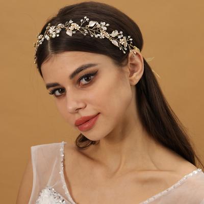 Kristall Perle Haarrebe Stirnband Haarband Blatt Blume Stirnband Tiara Für Frauen Braut Hochzeit Haarschmuck Schmuck Stirnband