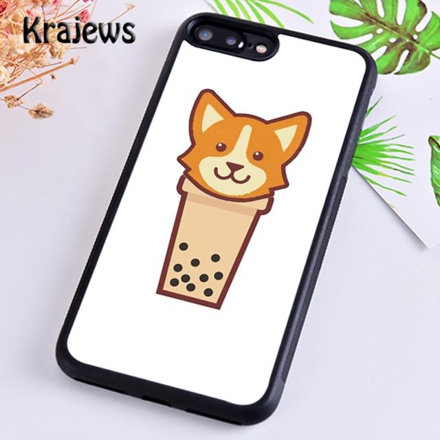 Krajews Corgi und Bubble Tea Weiche Handyhülle für iPhone 14 5 6s 7 8 plus XR XS 11 12 13 pro max Samsung S21 S22ultra Plus