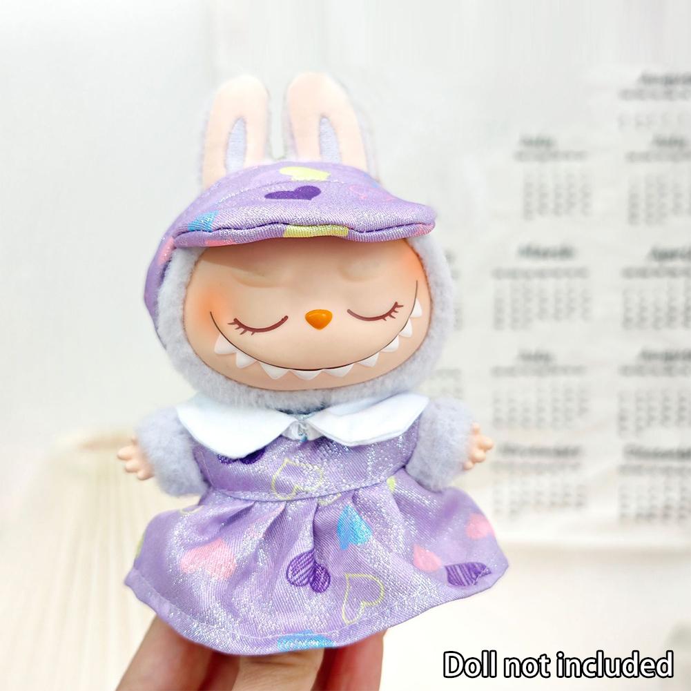 Miniature Colorful Heart Dress Set for 17cm Labubu Dolls Cute DIY Doll Clothes Fashion Accessories Lovely Outfit Gifts for Girls Friends