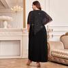 Large-size Women's Pure-color Mesh Net Dress with Elegant High-waisted Design, Covering The Body and Slimming The Figure, A Casual and Elegant Dress.