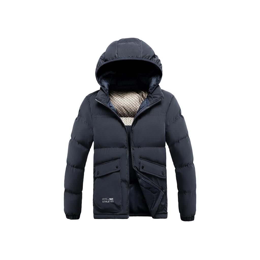 Lightweight Cotton Coat Men's Winter Solid Color Graphene Slim Fit Removable Hat Thickened Hooded Jacket Men