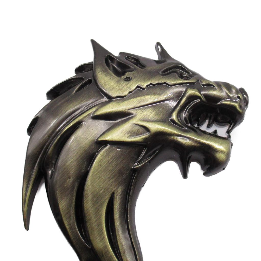 3D 3D Sticker Wolf Wolf Emblem Metal Left Right Easy to Apply Double Sided Tape (Bronze Right Facing)
