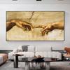 Famous Art Hand To Hand The Creation of Adam By Michelangelo Canvas Paintings Wall Pictures Posters and Prints for Living Room