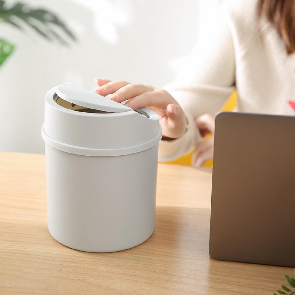 Mini Desktop Trash Can with Swing Lid Home Small Garbage Can with Cover for Bedroom Office Desktop Clean Workspace Storage Box