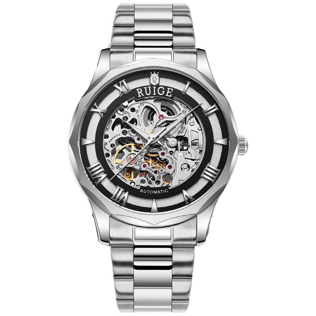 Hollowed Out Men's Fully Automatic Mechanical Watch Stainless Steel Men's Fashionable Waterproof Luminous Trendy Watch
