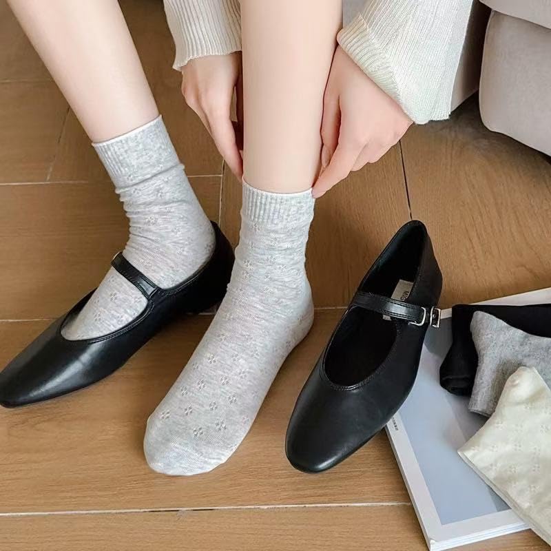 Kuaikeryet Summer Crew Cute One Size Fits Cooling Women's Socks, 4-Pair Set, Breathable, Odor-Resistant, Non-Steamy, Most,