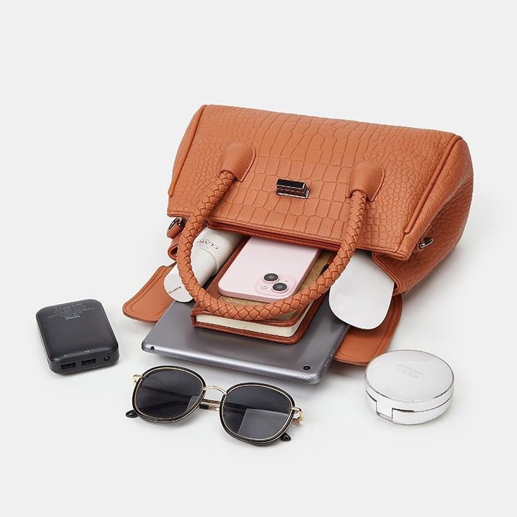 Authentic Women's Bag 2025 New Trendy Fashion Crocodile Pattern Handbag Shoulder Crossbody Large Capacity Commuter Soft Leather Mom Bag