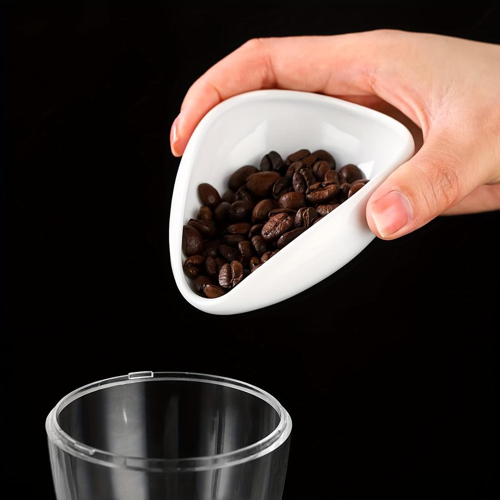 1 stk Kaffebeholdere, Doseringskopp for kaffebønner, Beholder for veiing av kaffebønner, Ren hvit keramisk beholder for te og kaffebønner