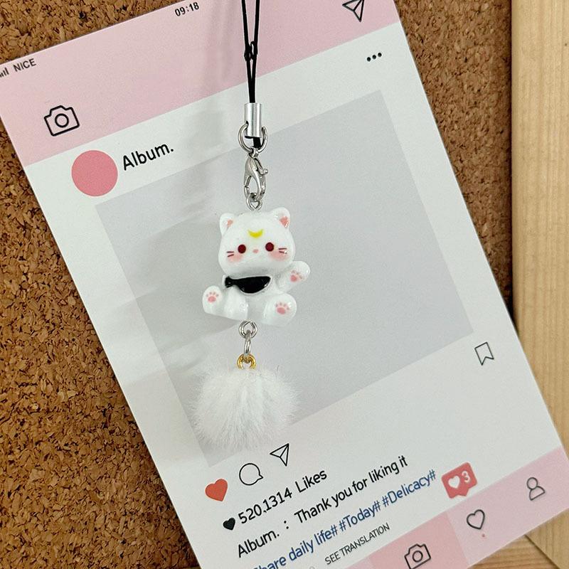 

Мультяшный котенок плюшевый шарик брелок противоутерянный шарм для телефона подвеска цепочка для мобильного телефона шнурок ремешок для телефона женщины девушки белый
