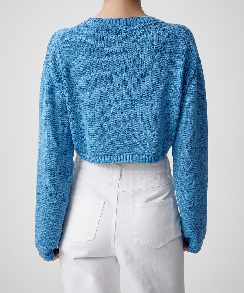 MUSINSA STANDARD WOMAN Women'S Flat Yarn Crop Knit [Blue]