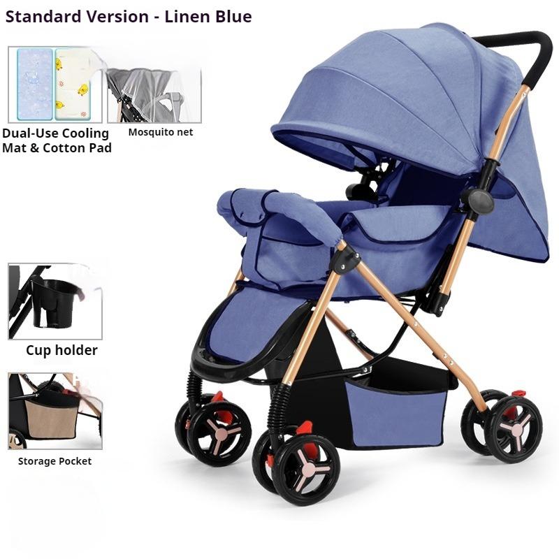 Two-way Stroller Can Sit and Lie Down, Folding Light Stroller, High Landscape 0-3 Years Old Stroller