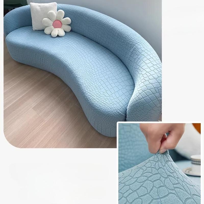 

Sleek Slipcover for Curved Sofa Textured Stretch Couch Cover Modern Cloud Sectional Sofa Protector Furniture Protective Cover S90-140cm синий