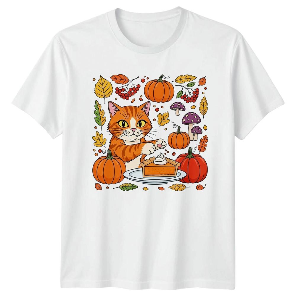 Cute Cat Pumpkin Pie Autumn TShirt Fall Harvest Thanksgiving Gift S