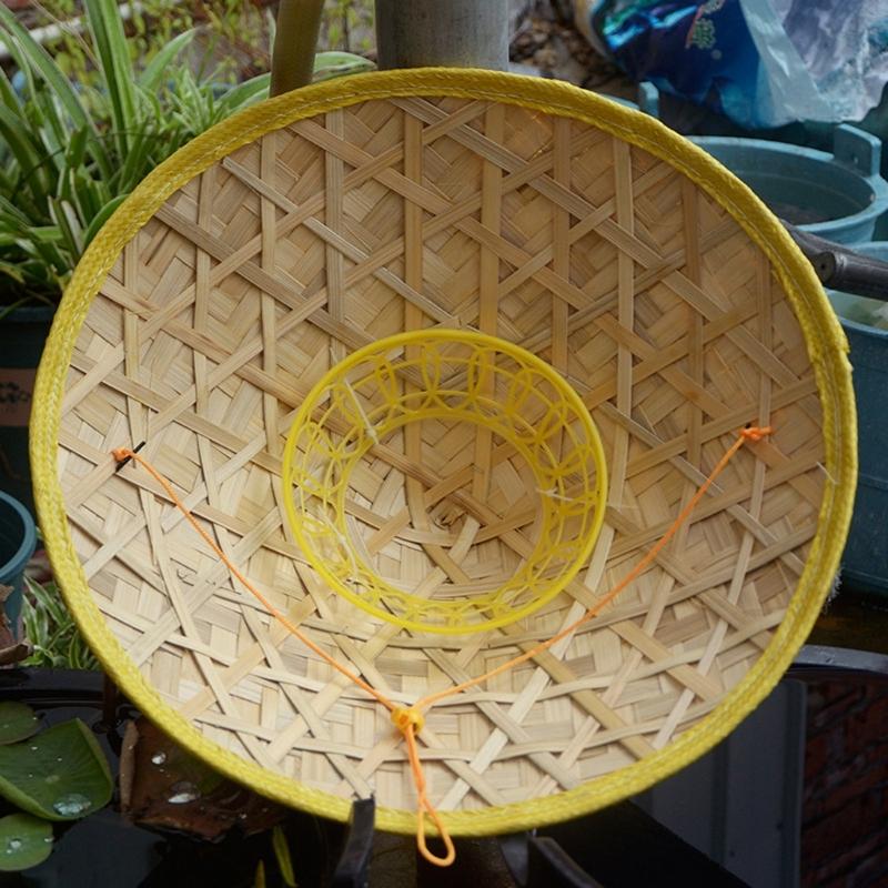 36cm Chinesischer Strohhut Asiatische Reiskappe Chinesische Orientalische Kappe Wasserdicht Verstellbarer Kinnriemen Stroh für den Urlaub