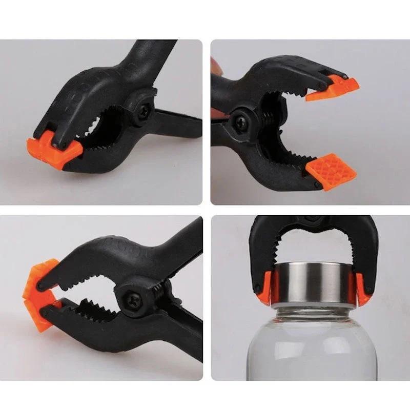 DIY 2/3 Inch Woodworking Hand Tool Clamp Woodworker Hand Holding Clamp Hard Grip Ratchet Release Extrusion Carpenter Tool Clamp