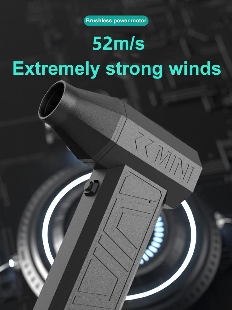 Powerful Air Blower 200000RPM Brushless Violent Fan Vacuum Dust Cleaner Strong Winds 52m/s Turbo Jet Blower Type-C Recharging