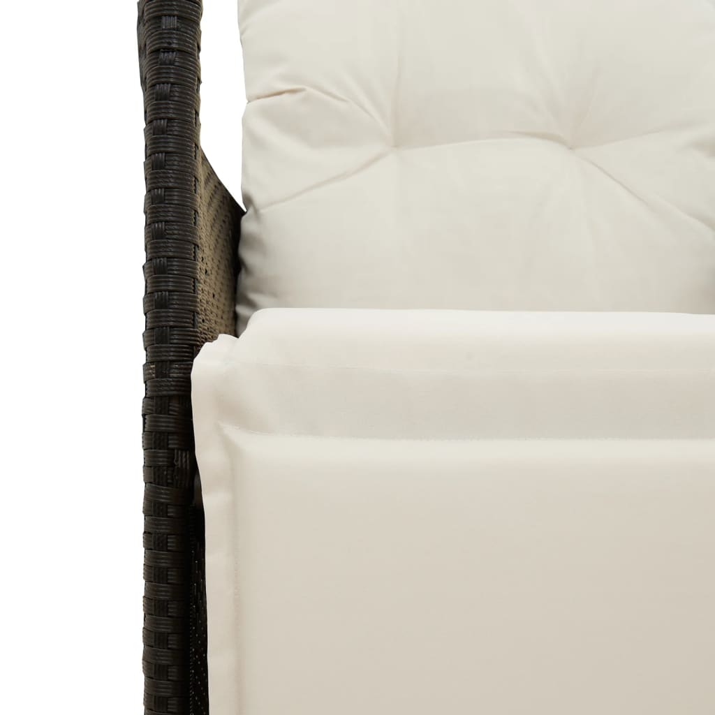 2 Seater Garden Sofa with Table Adjustable Black Poly Rattan