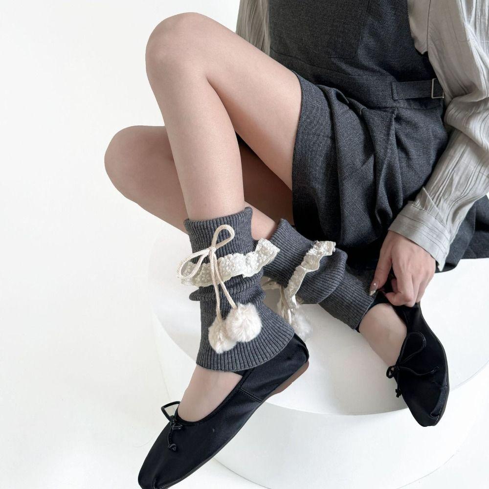 JK Lolita Leg Warmers Women Y2K Winter Leg Cover Comfortable Knitted Leg Warmer  Girls Lady