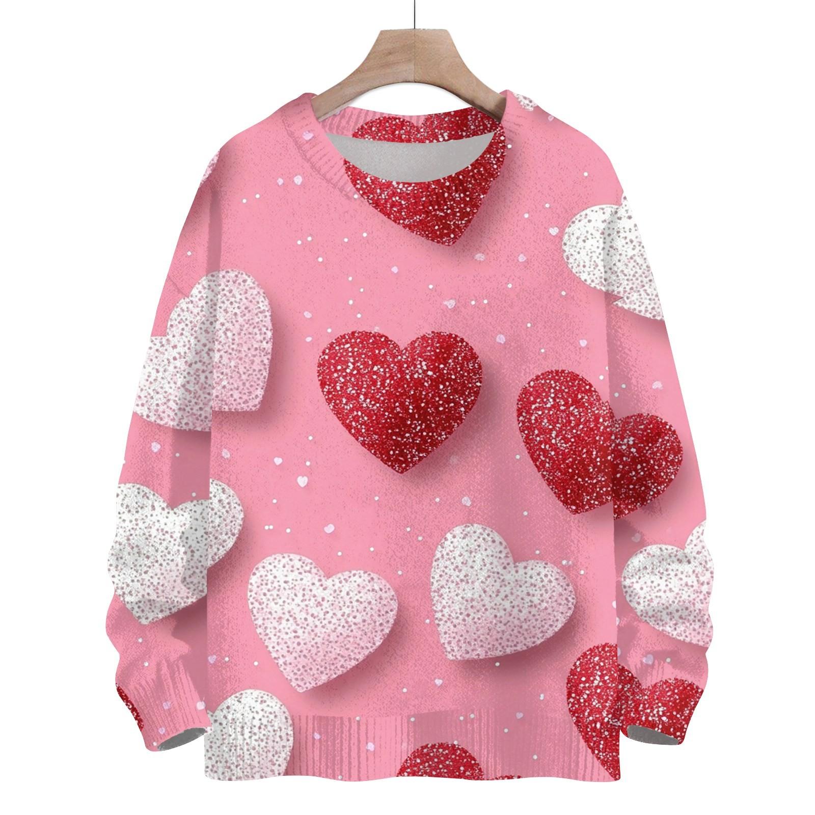 

Свитшоты для женщин Вязаный свитер Милая рубашка Осенний круглый вырез Пуловер Топы XL арбуз красный