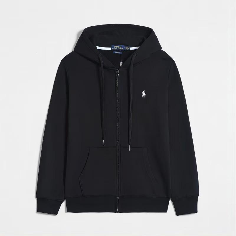 Men's Embroidered Polo Horse Zipper Hoodie - Spring/Autumn Solid Color Plus Size Cardigan