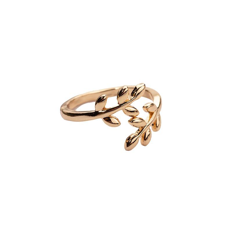 Korean Silver-Plated Laurel Leaf Jewelry Set: Hypoallergenic Ring and Bracelet for Ladies
