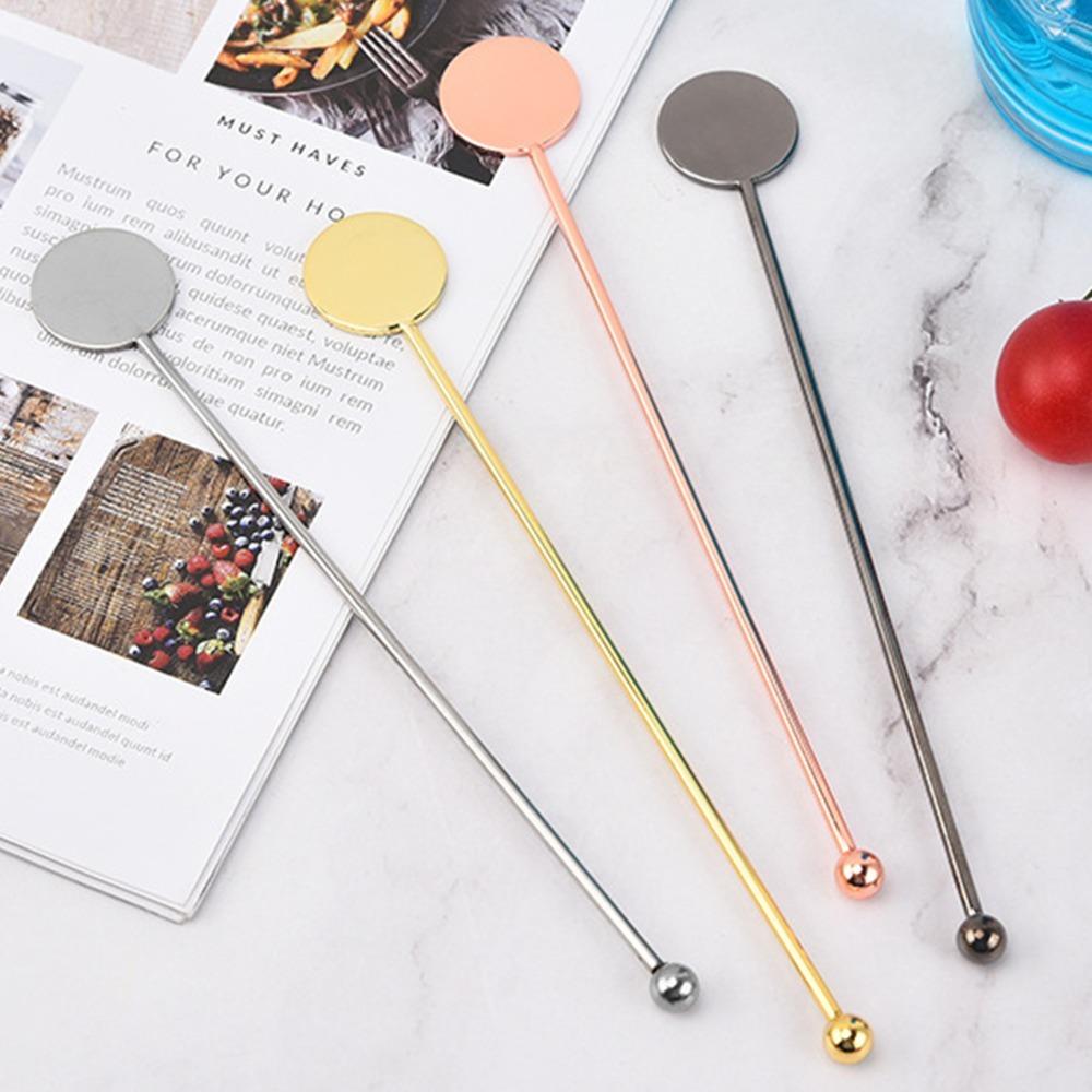 4pcs 304 Stainless Steel Coffee Beverage Stirrers Swizzle Stick For Milk Tea Shop