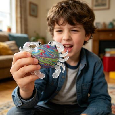 Crab Squeeze Toy Slow-Rising TPR Fidget for Stress Relief Cute Transparent Claws Portable Decompression Gadget for Kids Adults