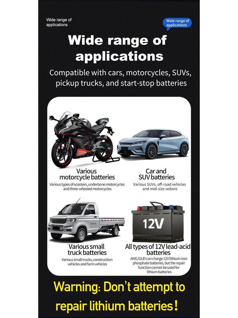 12V6A Intelligentes Batterieladegerät für Auto und Motorrad