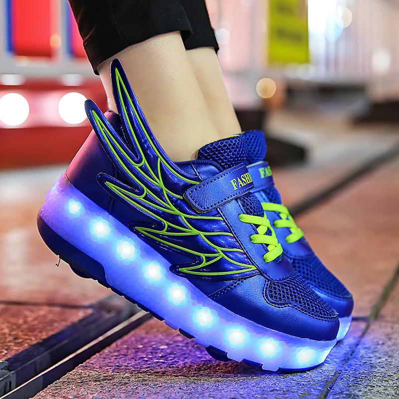 Wings Shoes LED Ultra-light Luminous Runaway Shoes Classmates Male and Female Classmates Lamp Shoes Sports Shoes Wheels Shoes