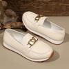 Brand Metal Buckle Pu Leather Loafers Shoes Women Summer 2026 Soft Sole Slip On Casual Shoes Flat Heel Driving Shoes for Women