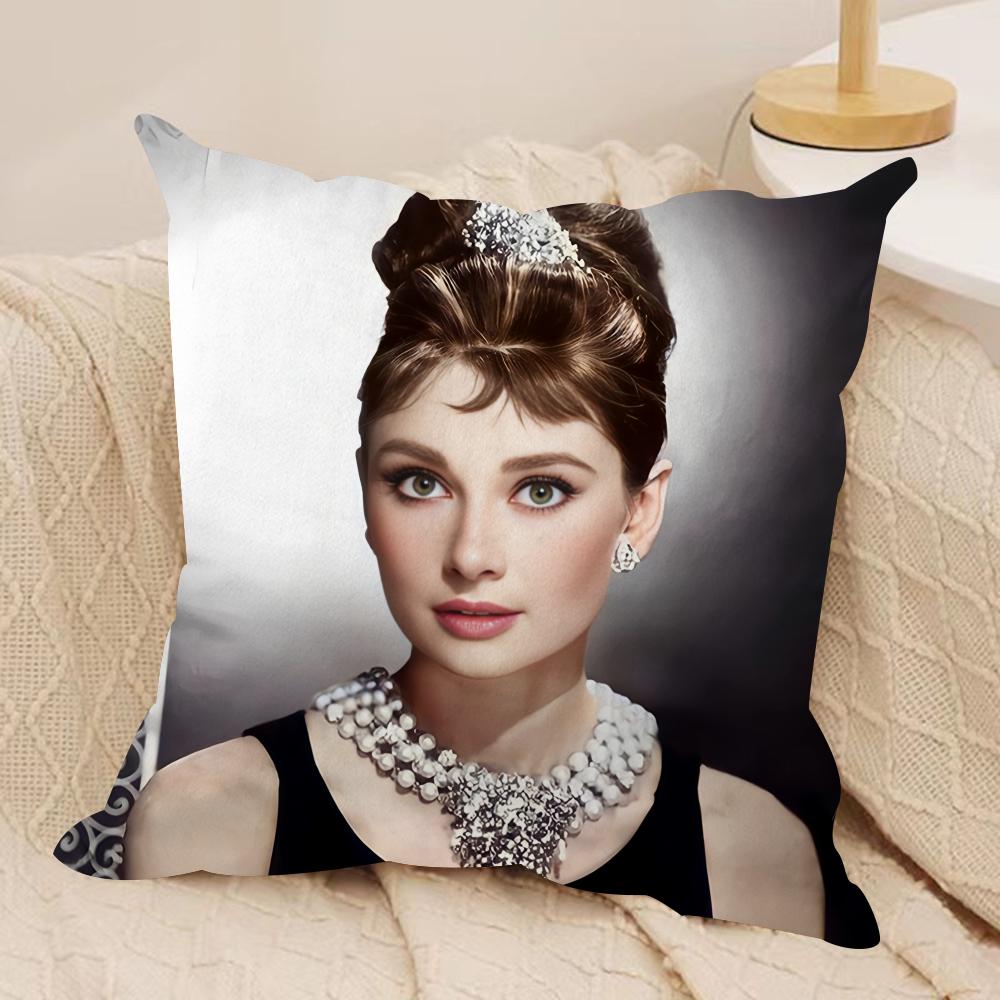 Federa Cuscino Classica A-Audrey H-Hepburn Peluche Corto Setoso Cerniera Invisibile Antipolvere Federa Cuscino Divano Per Decorazione Casa