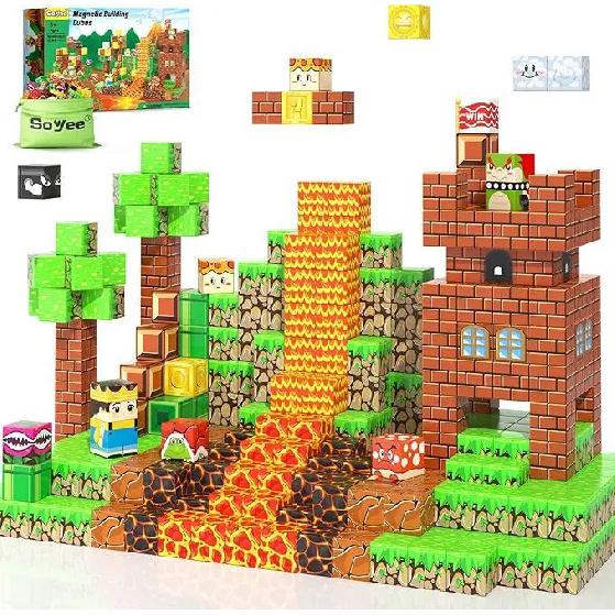 Magnetic Blocks - Forest Magnetic Building Blocks, Stacking Magnets for Kids, Strong Magnets, Sensory Toy ZH012-60pcs