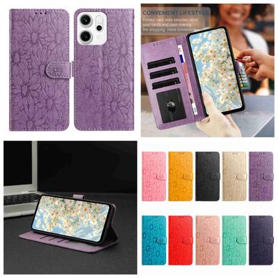 10-Farben Gänseblümchen geprägtes Flip-Kartenetui für Oppo A17 A18 A54 A58 A76 A77 Reno8,Reno8 Lite,Find X8 Pro,Find X5,Reno14 Pro...