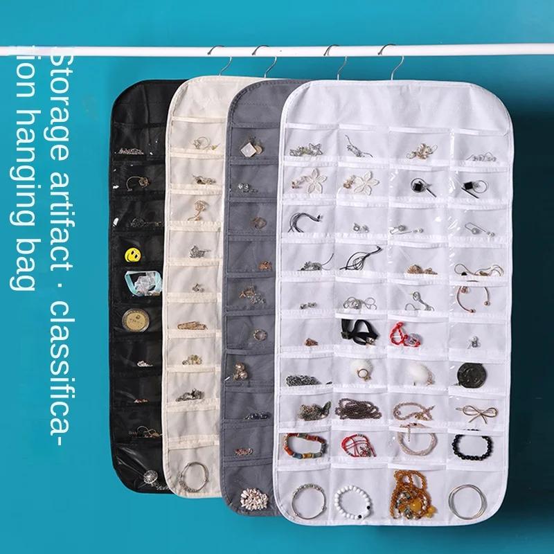 Wall Mount Jewelry Rack Large Capacity Closet Jewelry Organizer Bag Hanging Multipurpose Storage Household Storage Organization