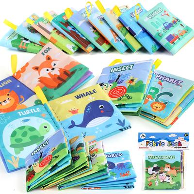 Three-Dimensional Baby Cloth Book Early Education Toy 4 Pages 8 Sides Palm Book Forest Animals English Cognition Baby Cloth Book